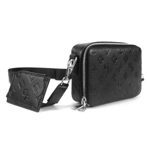 Custom High Quality Mens Black Real Genuine Real Leather Messenger Shoulder Crossbody Bag