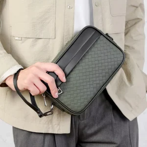 Custom High Quality PU Leather Chest Bag Designer Men’s Woven Shoulder Crossbody Messenger Bags Fashionable High Quality PU Bag