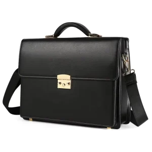 Custom High Quality Vintage Men Large Capacity Tote Shoulder Genuine Cow Leather 14inch Laptop Bag Briefcase