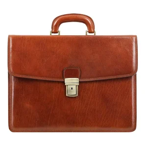 Custom High Quality Vintage Men Large Capacity Tote Shoulder Genuine Cow Leather 15Inch Laptop Bag Briefcase
