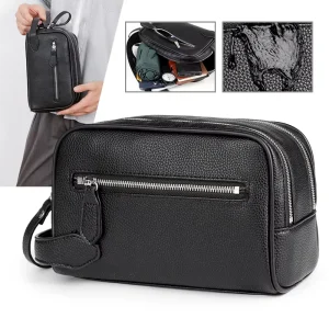 Custom Japanese Style Vintage Men’s Business Clutch Bag PU Hand held Large Capacity Handbag