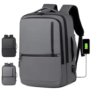 Custom LOGO Expandable Men’s Business Backpack Large Capacity Waterproof Outdoor Travel Laptop Backpack USB Charging