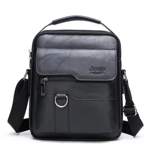 Custom LOGO Fashion Brown Men’s Shoulder Bags Large Capacity PU Business Casual Waterproof Messenger Bag
