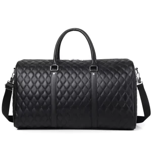 Custom LOGO Large Capacity Men`s Travel Weekender Overnight Gym Sports Leather Duffel Bag