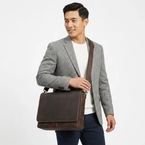 Custom Laptop Messenger Bag Men’s Messenger Crossbody Bag Custom Logo Vintage Crazy Horse Leather Men Messenger Bag