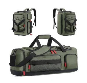 Custom Large Capacity Sports Duffel Bag Shoes Compartment Casual Gym Fitness Travel Fashionable Zipper Waterproof Polyester