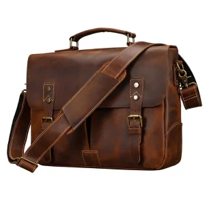 Custom Leather Computer Messenger Bag Men’s Leather Bag Large Capacity Retro Shoulder Business Bag for Daily Work