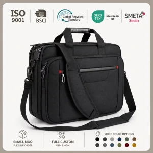 Custom Logo 17 Inches Padded Laptop Briefcase Men’s & Women’s Business Travel Messenger Shoulder Bags Canvas Material