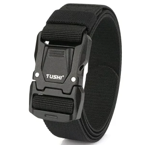 Custom Logo 38mm Tactical Duty Webbing Waist Security Belt Black Nylon Canvas Utility Belt Quick Release Buckle Casual Style