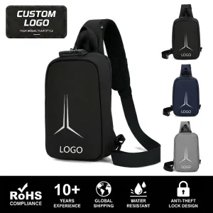 Custom Logo Anti Theft Men’s Chest Bag with TSA Lock Waterproof Oxford Sling Bag USB Charging Crossbody Shoulder Business Travel