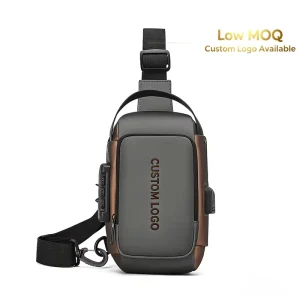 Custom Logo Anti-theft Men’s Chest Bag with USB Waterproof Nylon Travel Messenger Crossbody Sling Chest Bag Multi-function