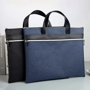 Custom Logo Black Briefcase Business Travel File Organizer Pouch with Zipper Conference Document Men’s Tote Bag Luxury Gift Bag