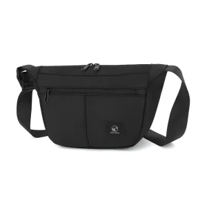 Custom Logo Black Waterproof Nylon Adjustable Sport Waist Chest Sling Fanny Pack Bag for Men Women