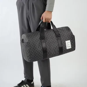 Custom Logo Brand Men’s Duffle Bags Waterproof PU Leather Luggage Storage Bag for Outdoor Business Travel