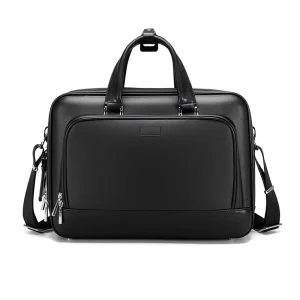 Custom Logo Business Executive Fit 16” Laptop 15L Microfiber Waterproof Men’s Leather Briefcase