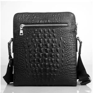 Custom Logo Business Handbag Crossbody Men’s Sling Shoulder Bags Genuine Croc Leather Messenger Bag for Men