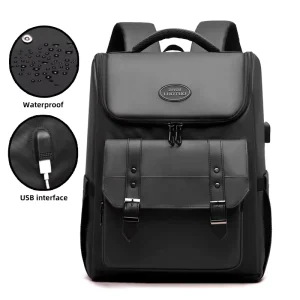 Custom Logo Casual Sports College Travel Backpack Men Outdoor Lightweight Business USB Laptop Backpack PU Student Waterproof Bag