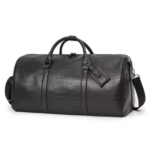 Custom Logo Color Crocodile Microfiber Leather Travel Bag Waterproof Business Men’s Travel Bag Weekend Bag