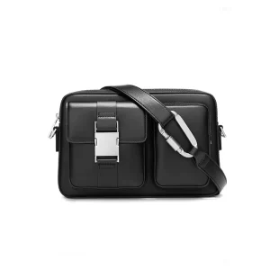 Custom Logo Cowhide Leather Men Crossbody Bag with Detachable Strap Fashion Design Sling Bag for Men Outdoor Activity