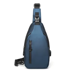 Custom Logo Crossbody Shoulder Bag Single Strap Fanny Pack Sling Chest Bag Waist Bag with USB for Men