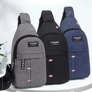 Custom Logo Earphone Hole Waterproof Sport Shoulder Sling Crossbody Men Chest Pack Bag Men Sling Bag Chest Bag