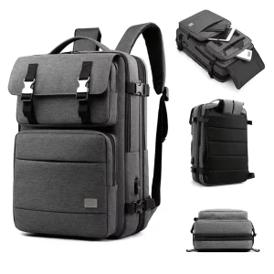Custom Logo Expandable Laptop Backpack Waterproof Nylon 15.6 Inch Multi functional Large Capacity Business Bag