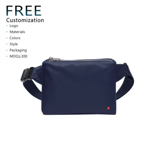 Custom Logo Fanny Pack Crossbody Waist Bag Zipper Closure Trendy Nylon Waterproof Portable Purse for Travel Running Fitness