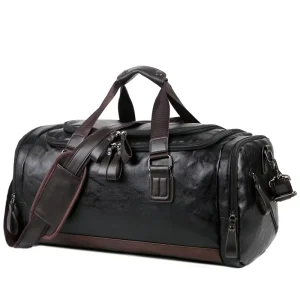 Custom Logo Fashion PU Leather Gym Bag Waterproof Fitness Lightweight Large Capacity Travel Bag