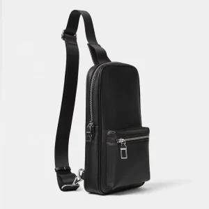Custom Logo Faux Leather Men’s Chest Bags Crossbody Shoulder Messenger Bag Zipper Waist Men Belt Bags