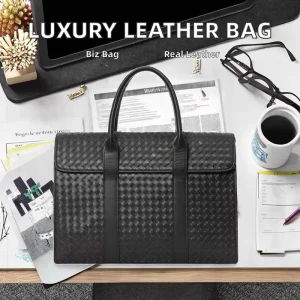 Custom Logo Genuine Leather Men’s Casual Portable Messenger Classic Shoulder Briefcase Business Laptop HandBag