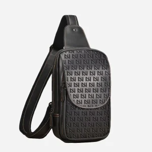 Custom Logo Genuine Leather Satchel Handbags Back Sling Bag Men’s Messenger Bags Crossbody Chest Bag