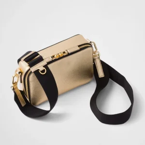Custom Logo Golden Saffiano Leather Fashion Men’s Shoulder Bags Messenger Crossbody Bag