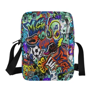 Custom Logo Graffiti Design Cell Phone Sling Shoulder Small Men’s Crossbody Bag