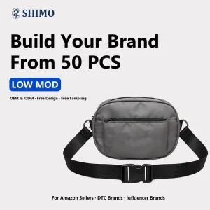 Custom Logo Grey Nylon Belt Bag Low MOQ 50pcs Waterproof Crossbody Waist Purse For Men Women Outdoor
