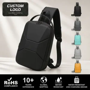 Custom Logo Hard Shell Men’s Chest Bag with TSA Lock Anti theft Waterproof Sling Bag USB Charging Crossbody Bag