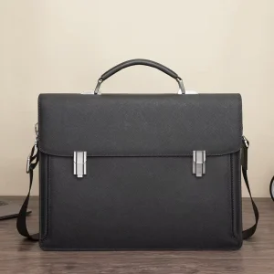 Custom Logo High Quality 100% Genuine Leather Bags OEM Service Men’s Briefcase Bulk Real Cowhide Bag 14 Inch Business