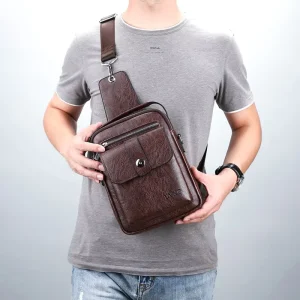 Custom Logo High Quality Crossbody Bag Leather Sports Men’s PU Messenger Shoulder Bag