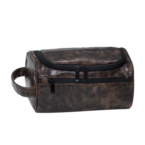 Custom Logo High Quality PU Waterproof Travel Toiletry Bag Men’s Makeup Pouch Luxury Faux Leather Cosmetic Bags For Men Dopp Kit