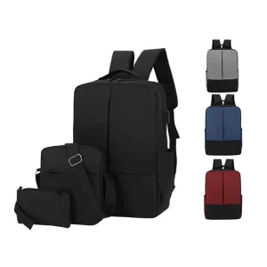 Custom Logo Large Capacity Men’s Casual Travel Backpack Waterproof Business Computer Laptop Bag USB Polyester for Outdoor Use