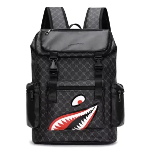 Custom Logo Large Capacity PU Student Backpack Sporty Travel Bag Waterproof Leisure Men’s Laptop Backpack