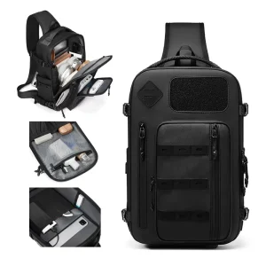 Custom Logo Large Capacity Sling Bag Multi Compartment Dry Wet Separation USB Charging Portable Lightweight Men’s Sling Bag