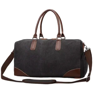 Custom Logo Large Capacity Weekend Bag Single Shoulder Pack Canvas Duffle Bags Shoe Compartment Men’s Travel Outdoor Sports