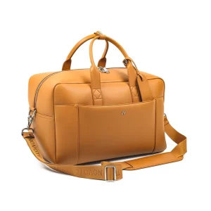 Custom Logo Leather Zipper Closure Portable Duffle Bag Large Capacity Business Style for Men Outdoor Travel