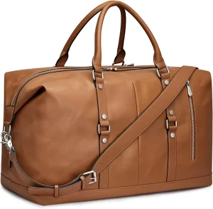 Custom Logo Luxury PU Leather Polyester Portable Duffle Bag Men Large Capacity Travel Weekend OEM Waterproof Shoulder Overnight