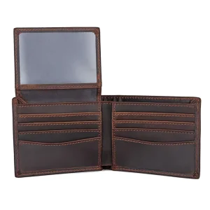 Custom Logo Men Vintage Genuine Leather Bifold Wallet Leather Short RFID Purse Money Clip Cards Holder Wallet With 2 ID Window