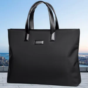 Custom Logo Men’s 37cm Casual Tote Laptop Bag with Nylon Fabric and Polyester Lining Zipper Closure Business Bag Briefcase