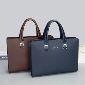 Custom Logo Men’s Bag PU Briefcase Business Handbags Single Shoulder Crossbody Bag Waterproof Laptop Bag
