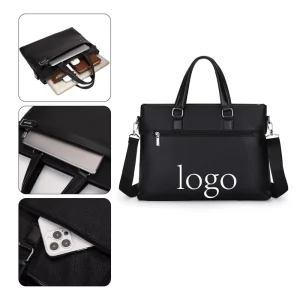 Custom Logo Men’s Bag PU Business Handbags Leisure Briefcase Single Shoulder Crossbody Bag Waterproof Laptop Bag