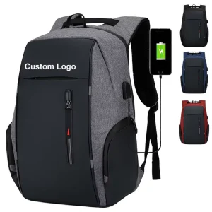 Custom Logo Men’s Business Backpack with USB Port Large Laptop Oxford Bag Multi Functional Anti Theft Travel Backpack