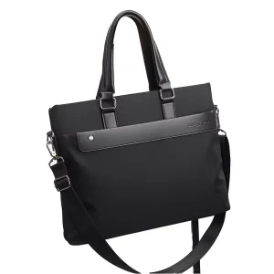 Custom Logo Men’s Casual Business Nylon Laptop Briefcase Handbag with Shoulder Strap Zipper Closure Large Capacity Waterproof